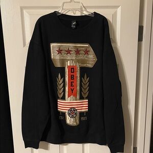 Obey Black and Gold Graphic Crewneck Sweater